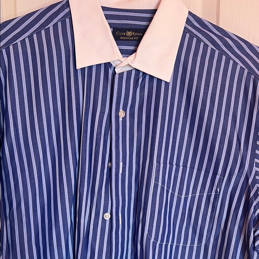 Club Room Men's Shirt with Blue and White Stripes